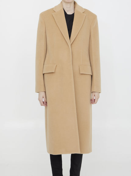 Jil Sander Single-breasted Wool Coat Beige