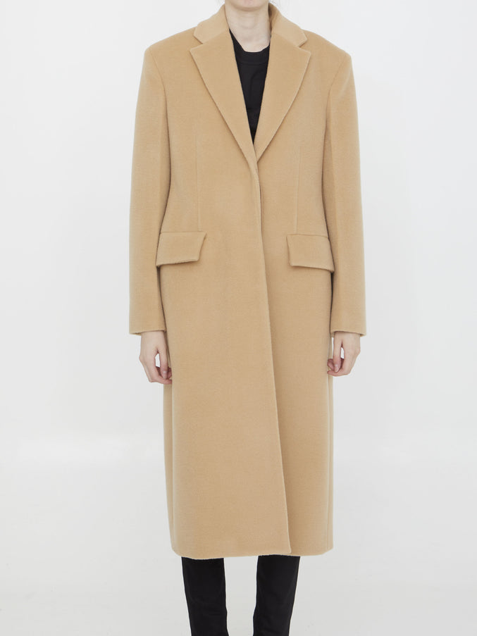 Jil Sander Single-breasted Wool Coat Beige