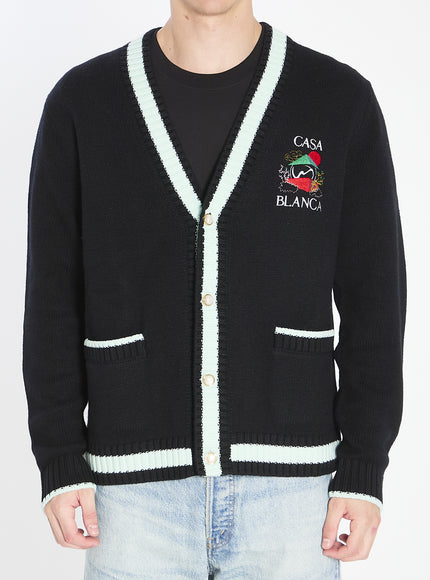 Casablanca Cardigan With Stacked Casa Mountain Temple Design Black
