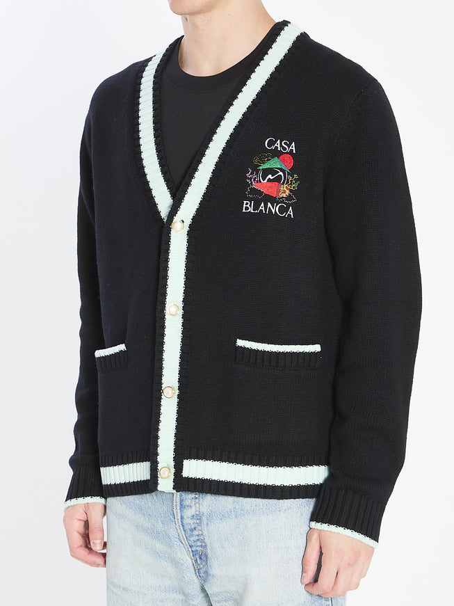 Casablanca Cardigan With Stacked Casa Mountain Temple Design