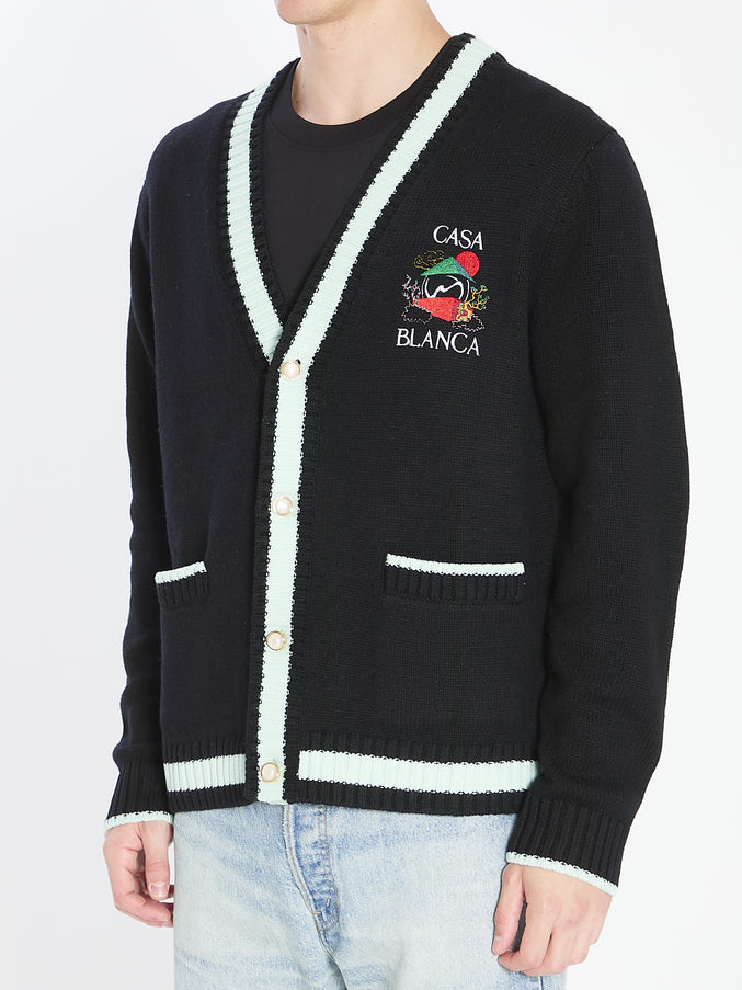 Casablanca Cardigan With Stacked Casa Mountain Temple Design