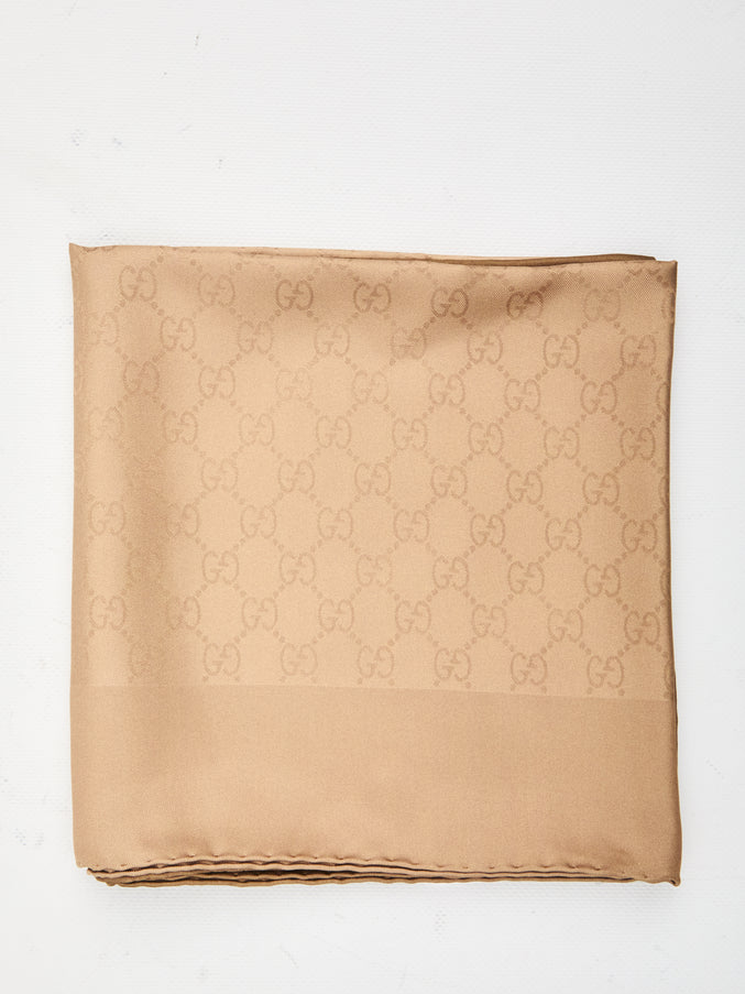 Gucci Printed Silk Carré QT Beige