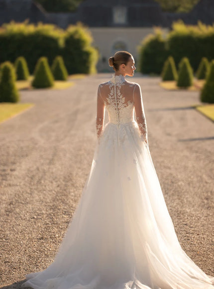 Louise Illusion Lace Long Sleeve A-Line Wedding Gown