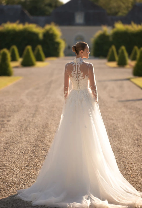 Louise Illusion Lace Long Sleeve A-Line Wedding Gown