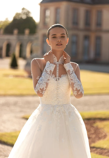 Louise Illusion Lace Long Sleeve A-Line Wedding Gown