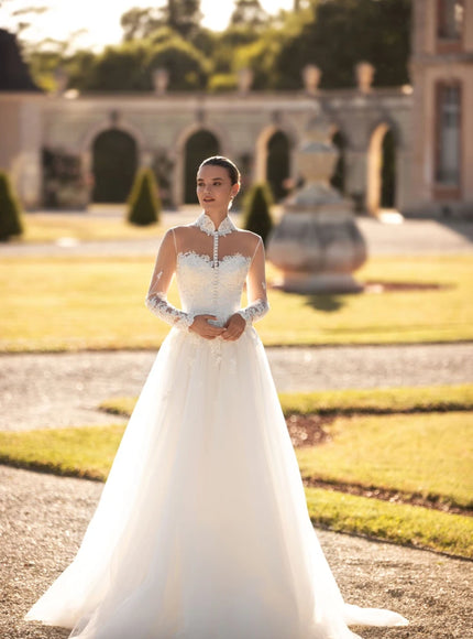Louise Illusion Lace Long Sleeve A-Line Wedding Gown