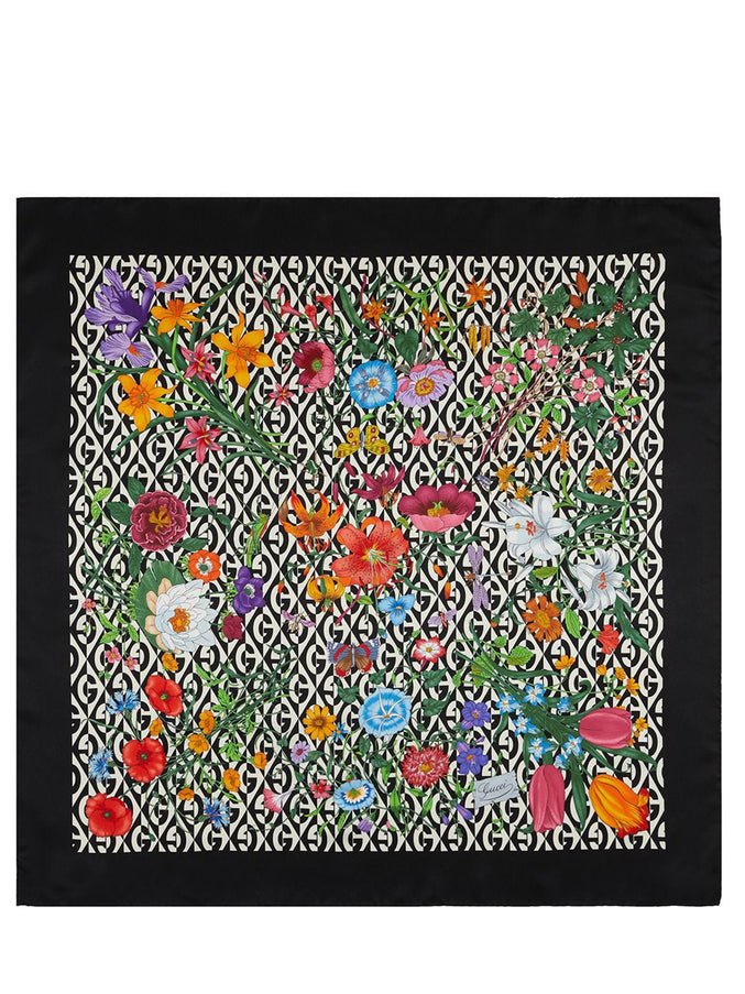 Gucci Silk Scarf Flora Print QT Multicolor