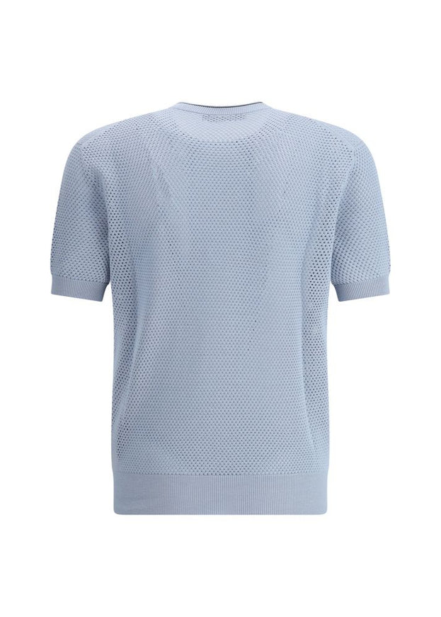 Prada Lace-up T-Shirt In Light Blue