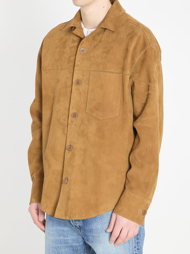 Ami Paris Buttoned Overshirt In Suede