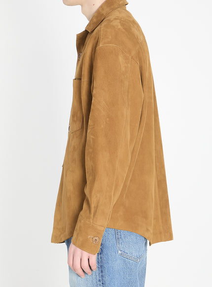 Ami Paris Buttoned Overshirt In Suede