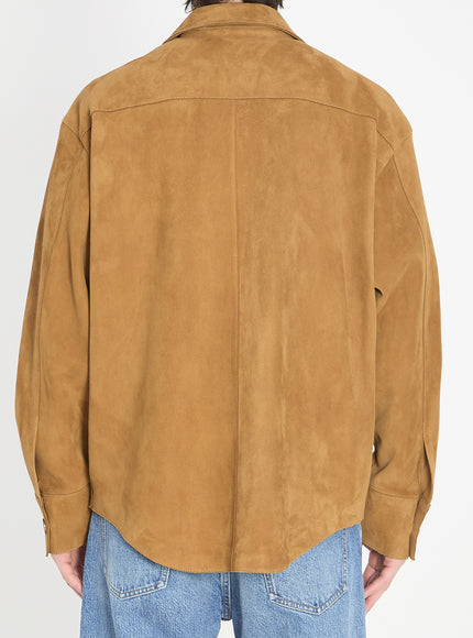 Ami Paris Buttoned Overshirt In Suede