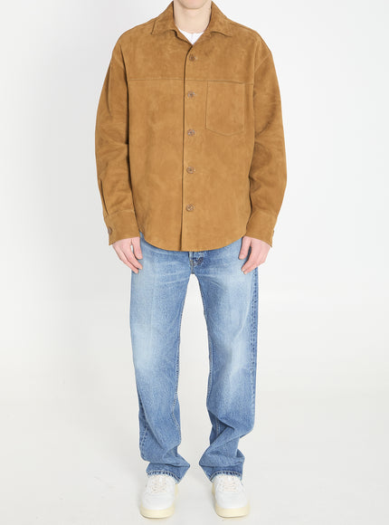 Ami Paris Buttoned Overshirt In Suede
