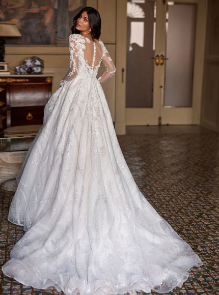 Polliss Embroidered Ball Gown with 3D Appliqué