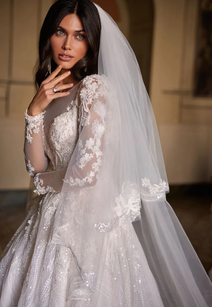 Polliss Embroidered Ball Gown with 3D Appliqué
