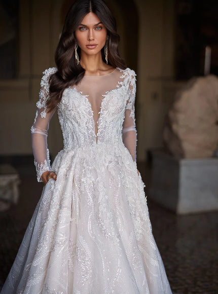 Polliss Embroidered Ball Gown with 3D Appliqué