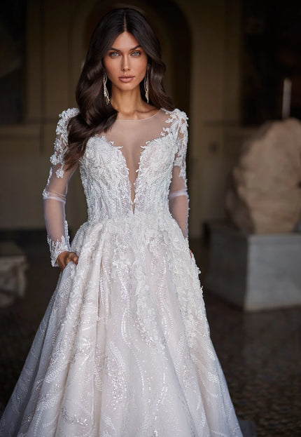 Polliss Embroidered Ball Gown with 3D Appliqué