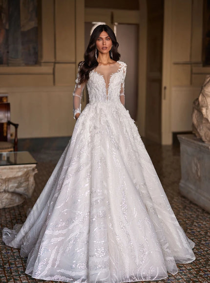 Polliss Embroidered Ball Gown with 3D Appliqué