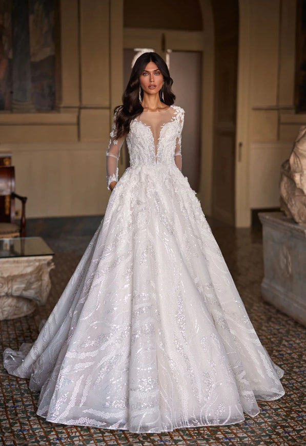 Polliss Embroidered Ball Gown with 3D Appliqué