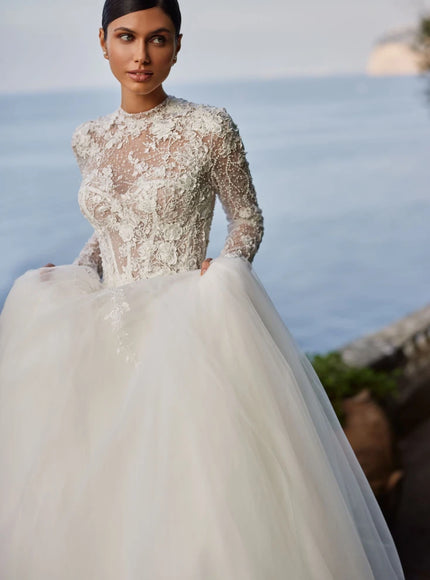 Klassa High-Neck Lace Wedding Gown