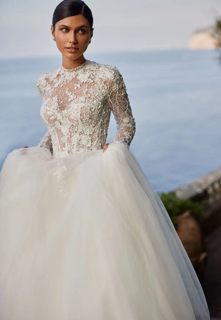 Klassa High-Neck Lace Wedding Gown