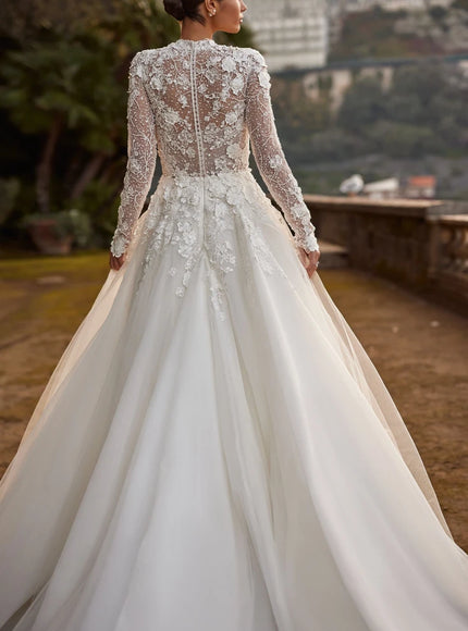 Klassa High-Neck Lace Wedding Gown