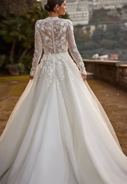 Klassa High-Neck Lace Wedding Gown