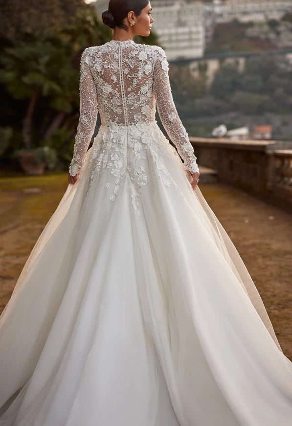 Klassa High-Neck Lace Wedding Gown
