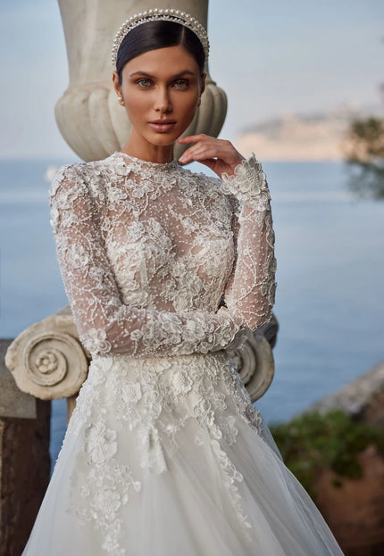 Klassa High-Neck Lace Wedding Gown