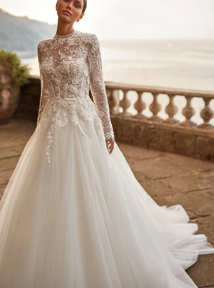 Klassa High-Neck Lace Wedding Gown