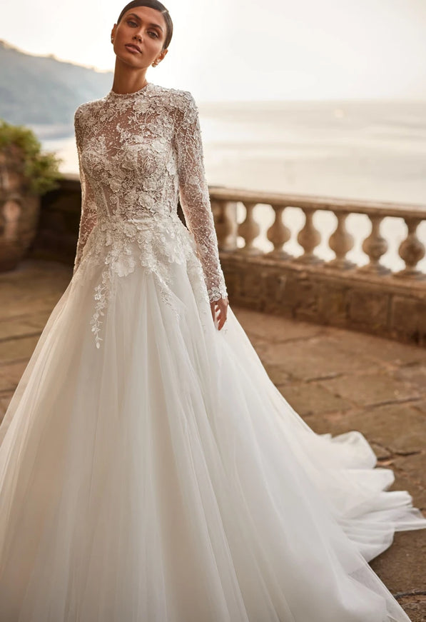 Klassa High-Neck Lace Wedding Gown