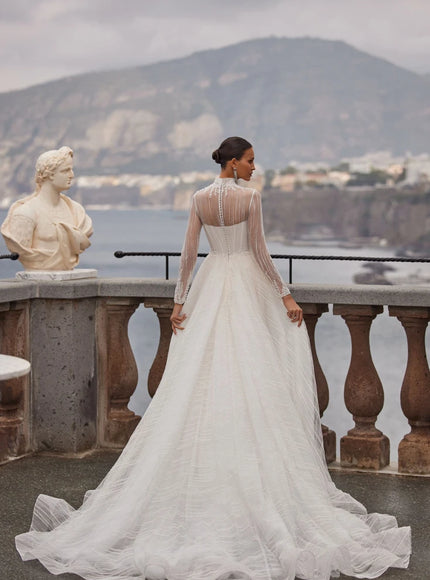 Eriossa Lace A-Line Wedding Gown with High Neck