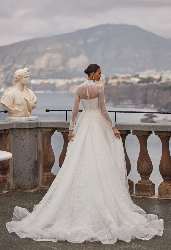 Eriossa Lace A-Line Wedding Gown with High Neck