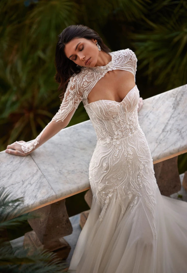 Briantra Ivory Mesh Bolero Bridal Jacket