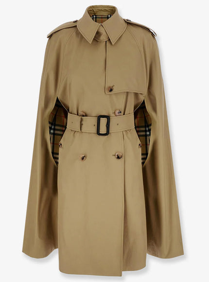 Burberry Belmont Trench Cape In Gabardine Beige