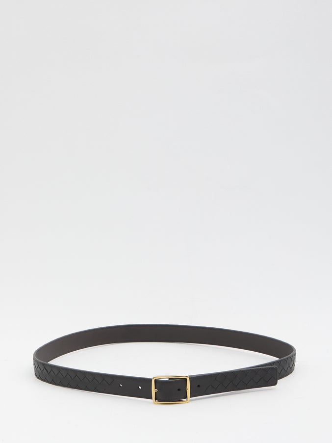 Bottega Veneta Woven Intrecciato Belt Black