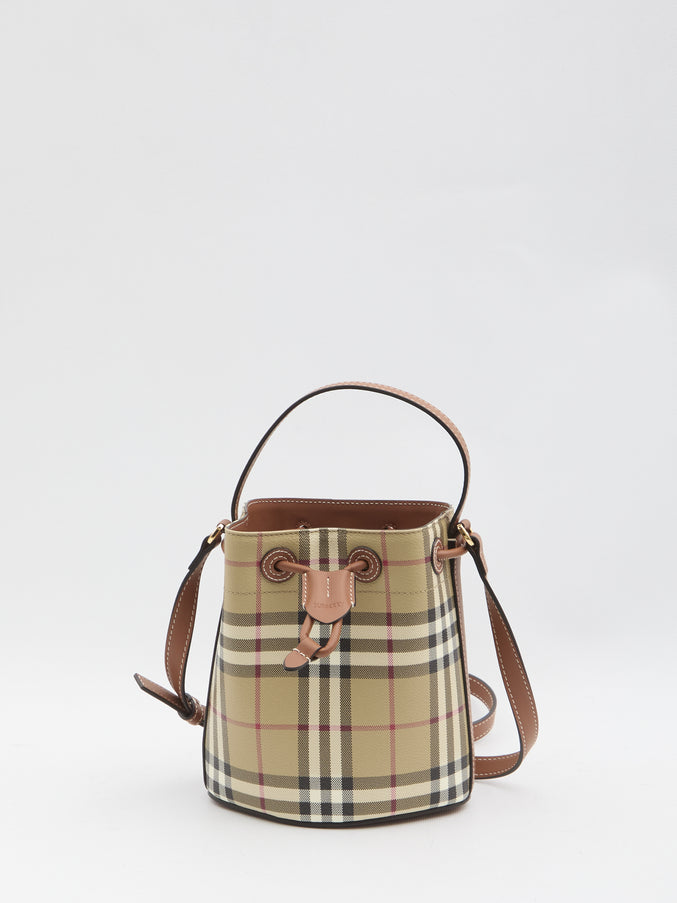 Burberry Check Bucket Bag Mini QT Brown