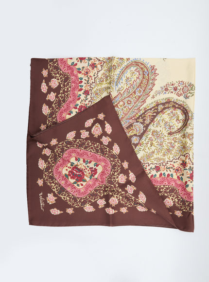 Valentino Garavani Printed Silk Scarf QT Brown