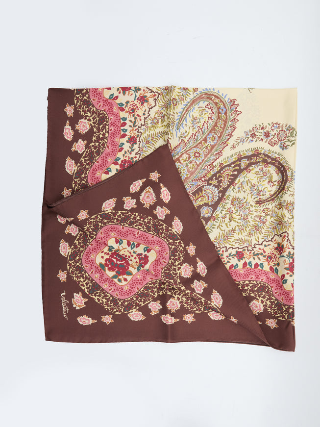 Valentino Garavani Printed Silk Scarf QT Brown
