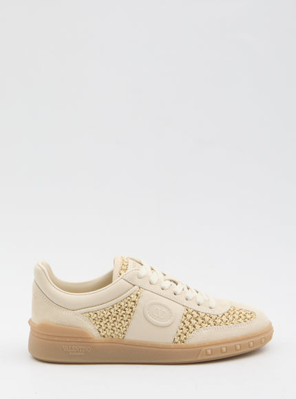 Valentino Garavani Upvillage Sneakers In Woven Raffia White