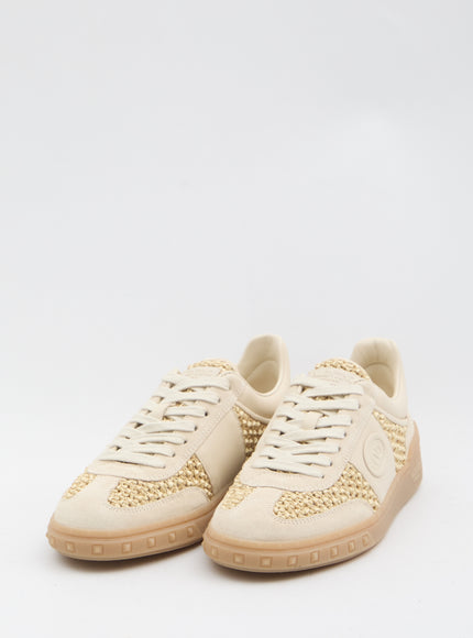 Valentino Garavani Upvillage Sneakers In Woven Raffia