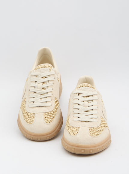 Valentino Garavani Upvillage Sneakers In Woven Raffia