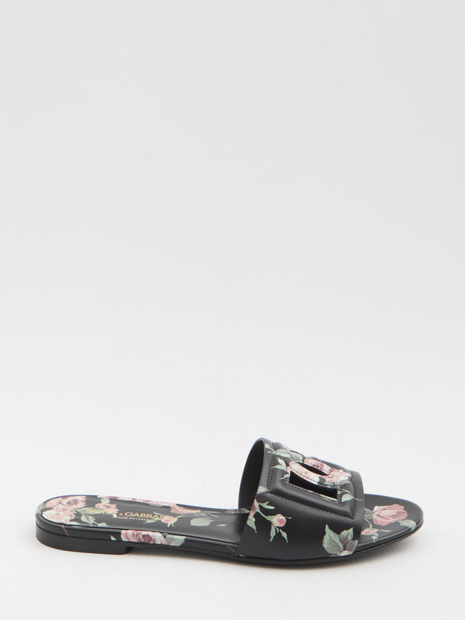 Dolce & Gabbana Floral Beachwear Slides Pink