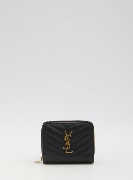Saint Laurent Cassandre Matelassé Compact Wallet QT Black