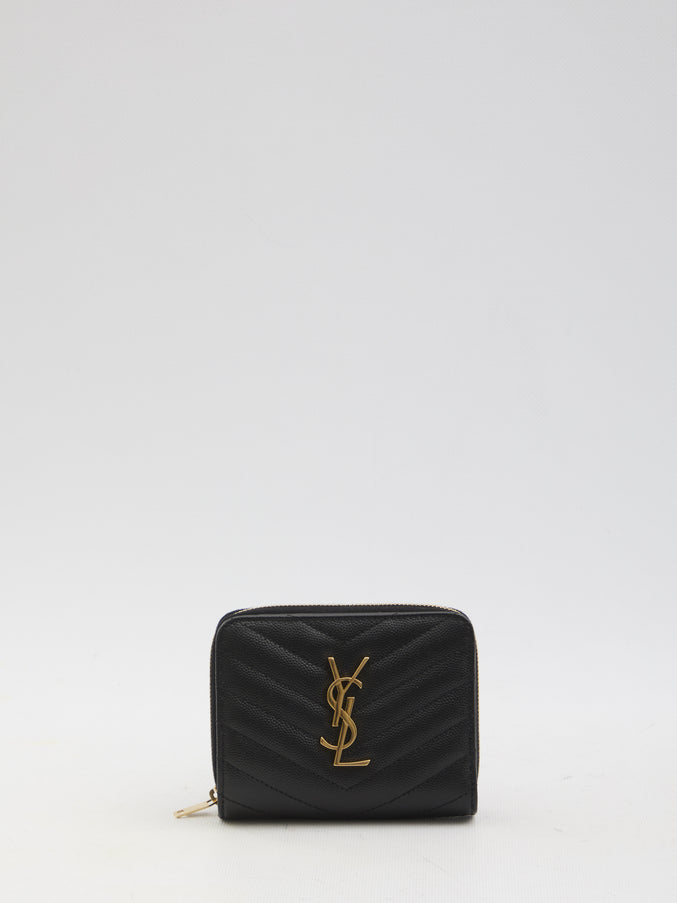 Saint Laurent Cassandre Matelassé Compact Wallet QT Black