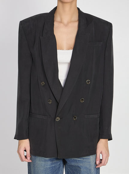 Saint Laurent Giacca In Seta Habutai Black