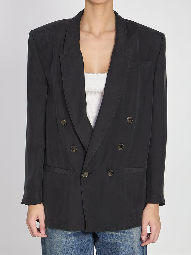 Saint Laurent Giacca In Seta Habutai Black