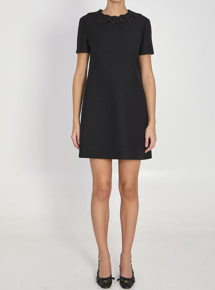 Valentino Garavani Short Dress With Embroidery Black