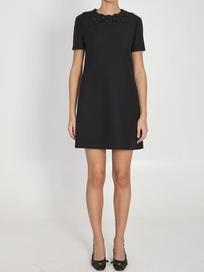 Valentino Garavani Short Dress With Embroidery Black