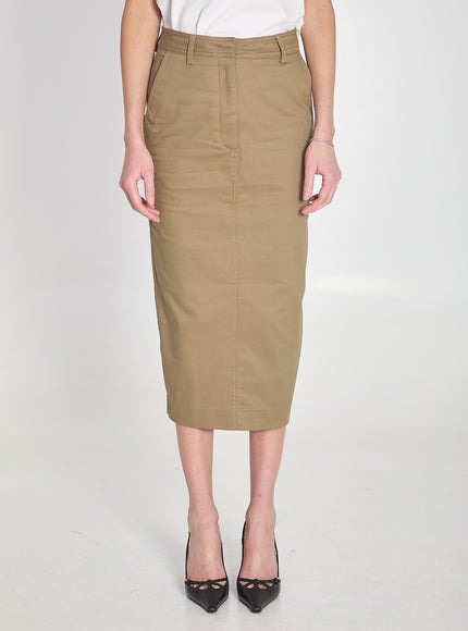 The Latest Cotton Gabardine Skirt Beige