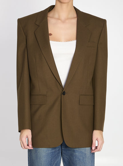 Saint Laurent Khaki Wool Jacket Green